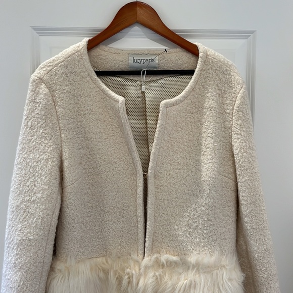 Lucy Paris cream Feather/Fur Coat - Picture 3 of 4